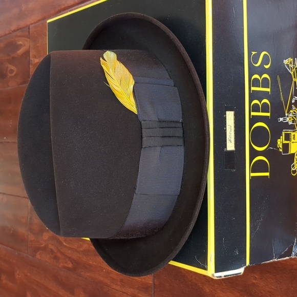 MEN'S VINTAGE DOBBS FELT BROWN FEDORA SIZE 6 7/8 - Picture 2 of 16